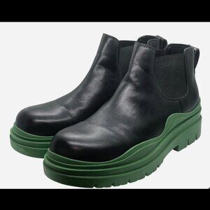 Bottega Veneta Leather Green Chunky Platform Chelsea Boots Sz EU 45